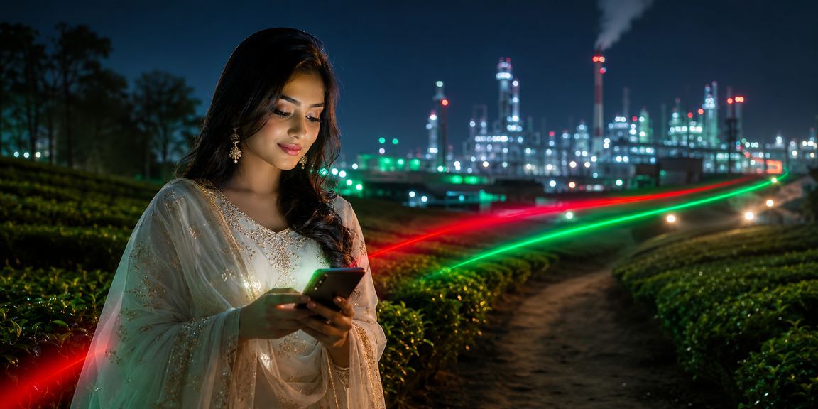 গাজীপুরে লাল-সবুজ পরিবেশে একজন ব্যবহারকারী মোবাইল ক্যাসিনো পুরস্কার উপভোগ করছেন